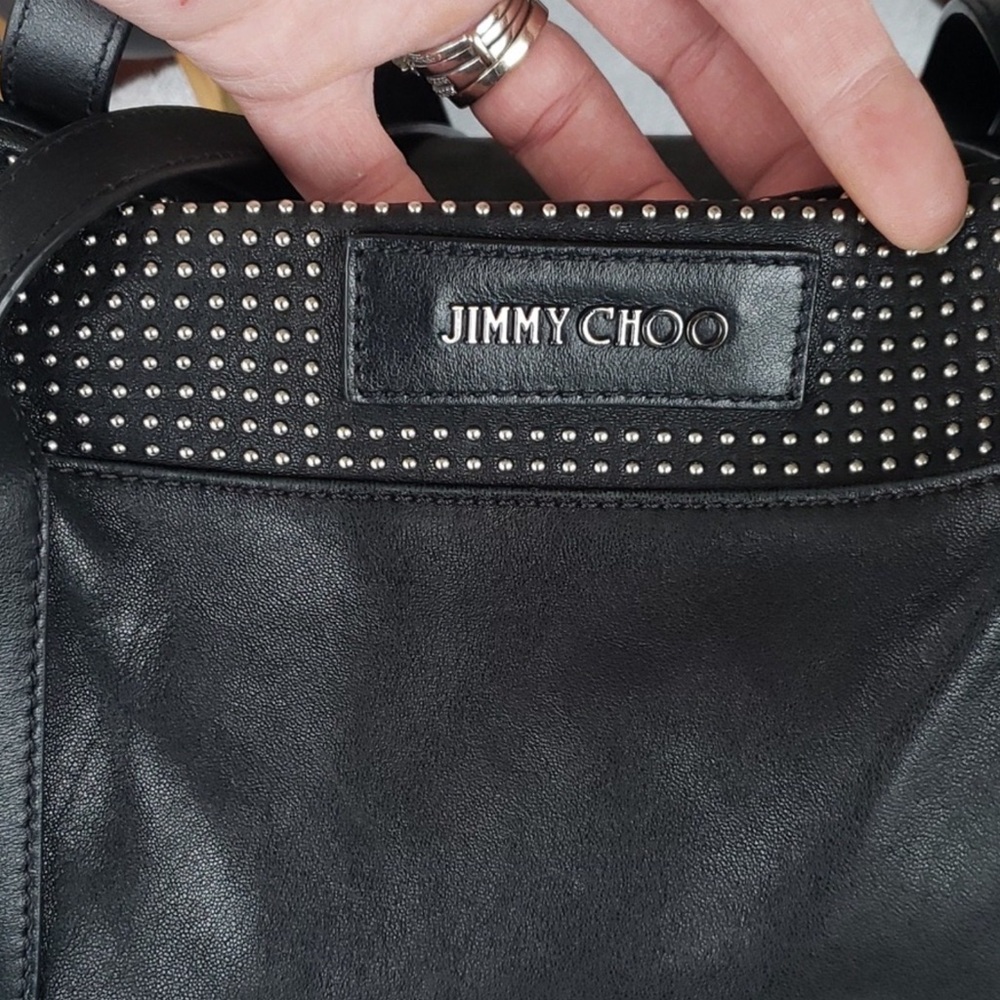 Jimmy Choo Black In or Out Tote Bag, beautiful lamb skin with Silver studs - Picture 6 of 16